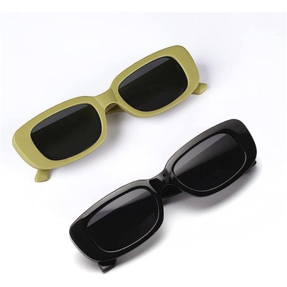 3 Pack Women’s Rectangle Sunglasses Retro Trendy Square Vintage Glasses Pack 90s - Picture 2 of 7